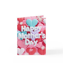 Carte Whimsical Heart & Daisy Mother's Day Card