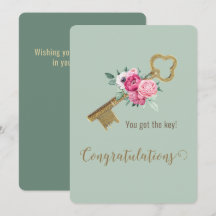 Whimsical House Key Félicitations New Home Chic