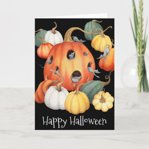 Carte Whimsical Mice and Pumpkins Halloween