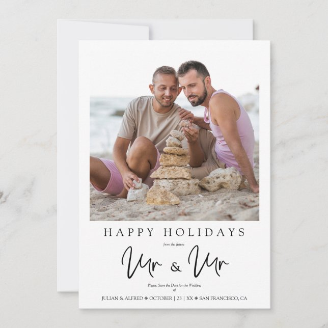 Carte Whimsical MR & MR Gay Christmas Wedding Photo (Devant)