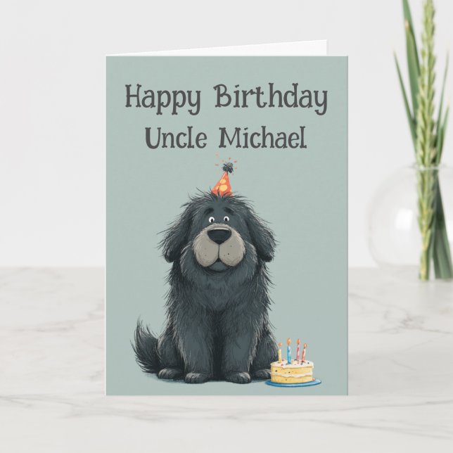 Carte Whimsical Newfoundland Dog Birthday Card (Devant)