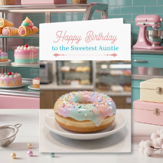 Carte Whimsical Pastel Cake Birthday Card for an Aunt
