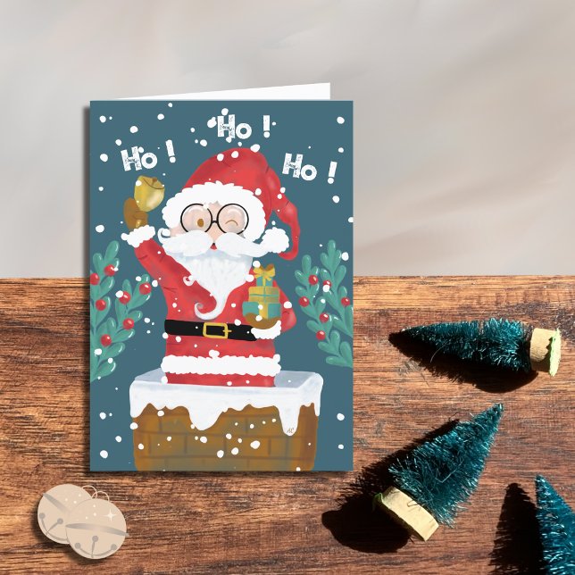 Carte Whimsical Père Noël Blue Holiday (Créateur téléchargé)