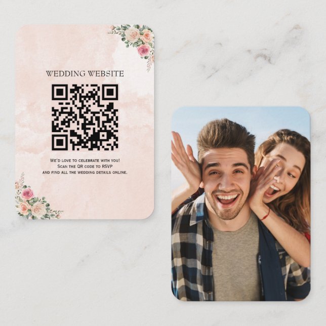 Carte Whimsical Pink Cream Floral Mariage (Devant / Derrière)