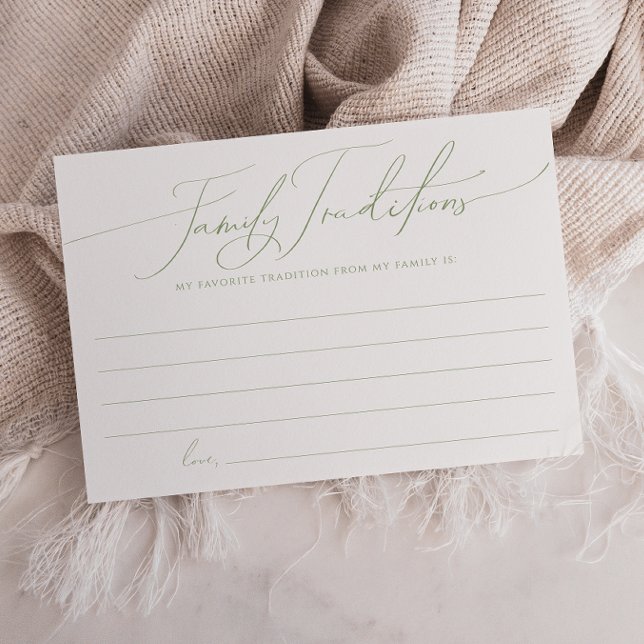 Carte Whimsical Sage Green Family Traditions Card (Créateur téléchargé)