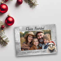 Carte Whimsical Silver Sheep Photo Plat Holiday