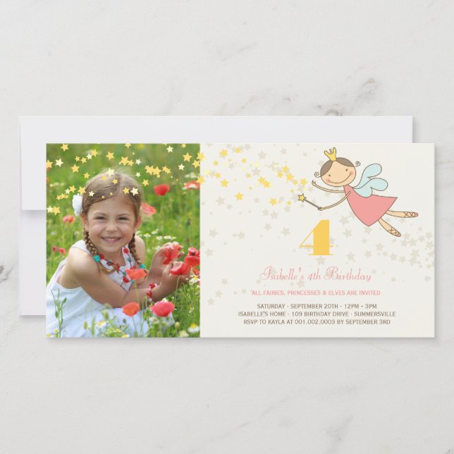 Carte Whimsical Sweet Fairy Princesse Fille Fête d'anniv (Devant)