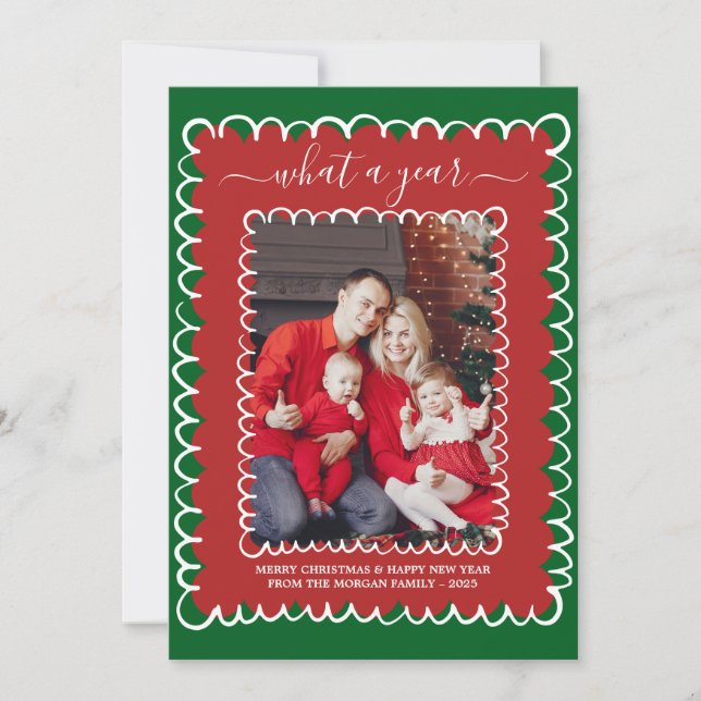 Carte Whimsical What a Year Photo Collage Noël (Devant)