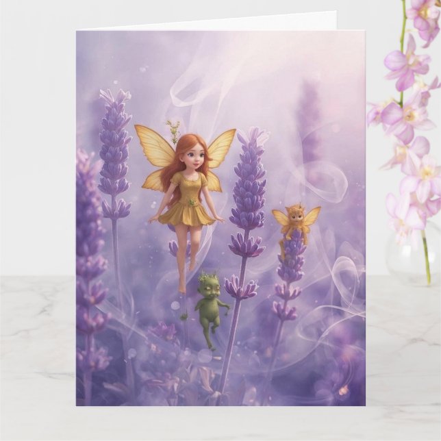 Carte Whimsy Among the Purple Blooms (Orchidée)