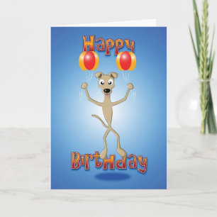 Carte whippet - ballons - joyeux anniversaire