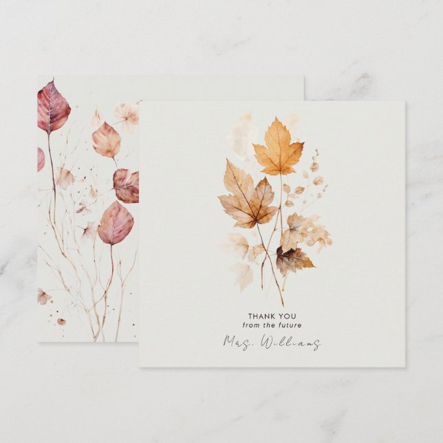 Carte Whispers of Fall Fête des mariées Cream Merci (Devant / Derrière)