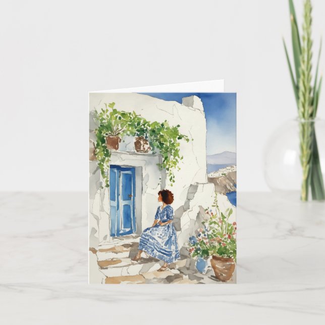 Carte Whispers of the Aegean Watercolor Stationery (Devant)