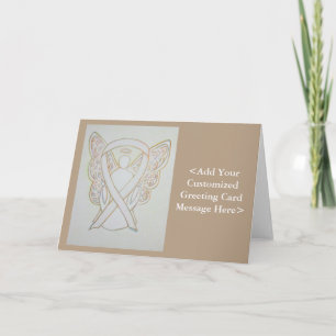 Carte White Aware Ribbon Angel Cards