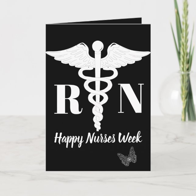 Carte White Caduceus Happy Nurses Week (Devant)