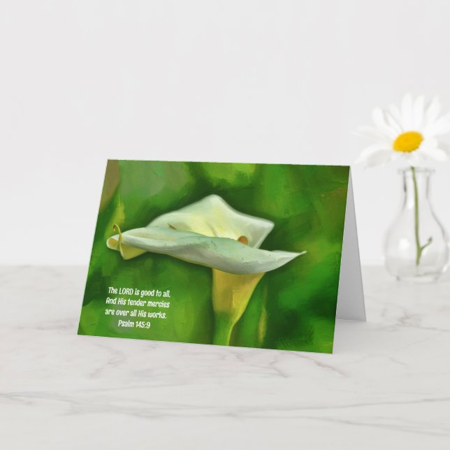 Carte White Calla Lily Art Faith Bible Verse Pensées (Petite plante)