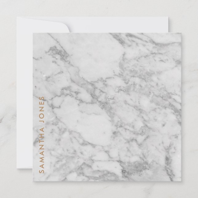 Carte White Carrara Marble Gold Classic Personalised (Devant)