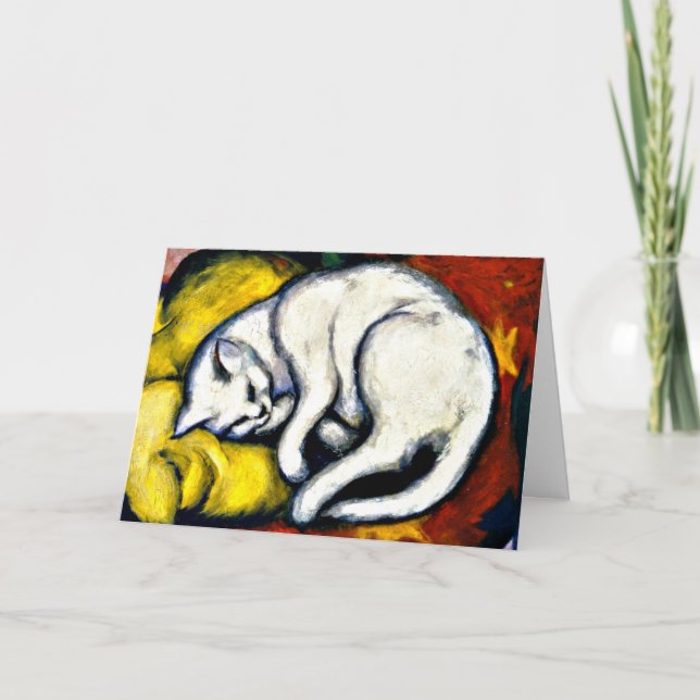 Carte White Cat, peinture d'art (Devant)