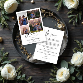 Carte White Collage Wedding Save Date 4 Photos Covid19