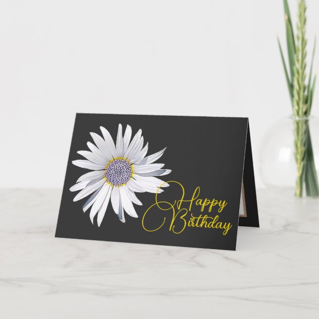Carte White Daisy Grey Arrière - plan Anniversaire (Devant)