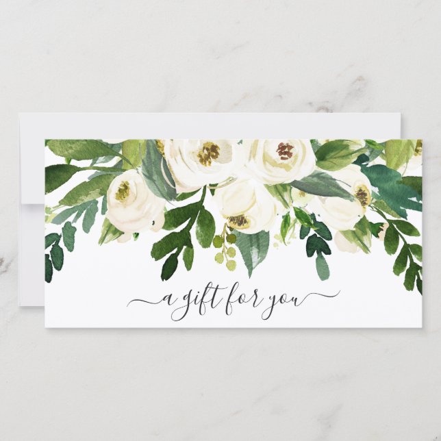 Carte White Floral Elegant Business Certificat Cadeau (Devant)