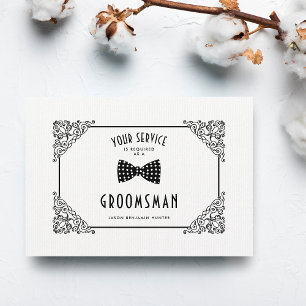 Carte White Groomsman Vintage Luxueux Filigree