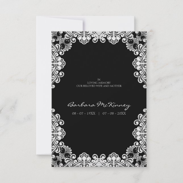 Carte White Lace Wreath Memorial Funeral Loved One (Devant)