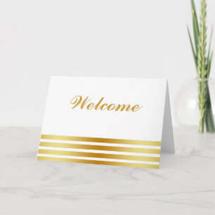 Carte White Minimal avec Gold Stripes Bienvenue