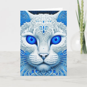 Carte White Mystical Cat Ethereal AI Art