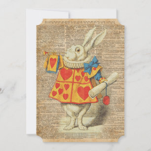 Carte White Rabbit Alice au pays des merveilles Vintage