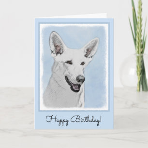 Carte White Shepherd Painting - Cute Original Dog Art