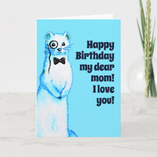 Carte White Stoat Ermine Cute Ferret Lover Maman Anniver