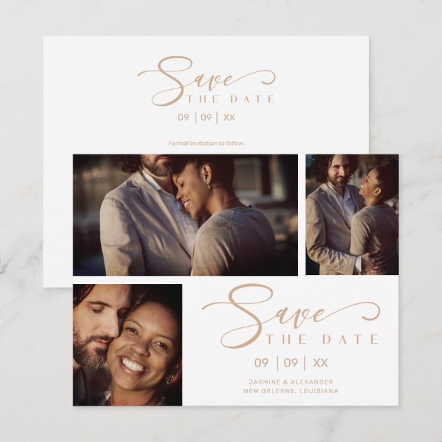 Carte White Trois Photos Collage Mariage Drôle Script (Devant / Derrière)