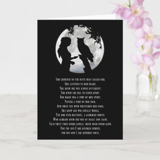 Carte Wicca Inspiré Anniversaire avec Poem Girl Owl Moon