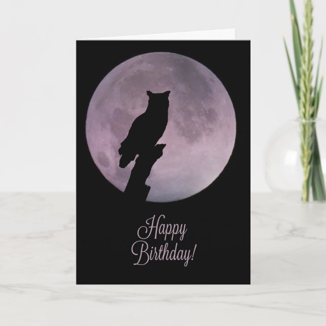 Carte Wicca Inspiré Joyeux Anniversaire avec Chouette et (Devant)