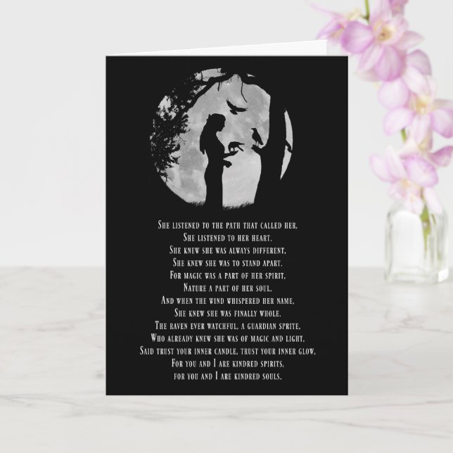 Carte Wicca Inspiré Joyeux Poème Anniversaire Avec Raven (Orchidée)