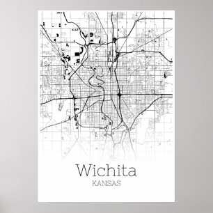 Carte Wichita - Kansas - Poster de carte de ville