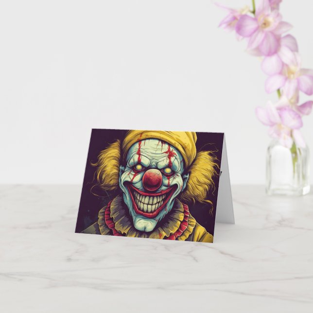 Carte Wicked Freak Show Carnival Clown Halloween heureux (Orchidée)