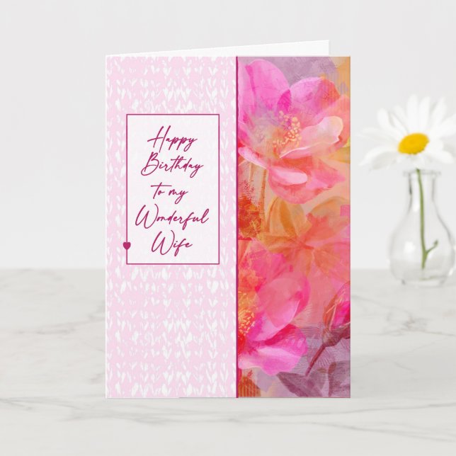 Carte Wife’s, Birthday, Soft Pink Florals (Petite plante)