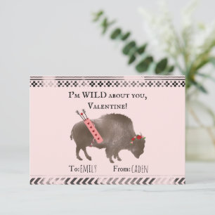 Carte Wild About You Valentine Bison Buffalo Cupid
