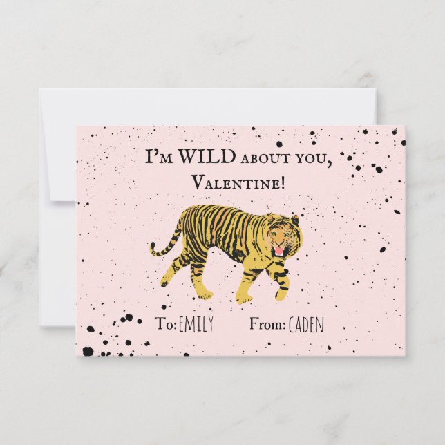 Carte Wild About You Valentine Tiger Kids Classroom (Devant)
