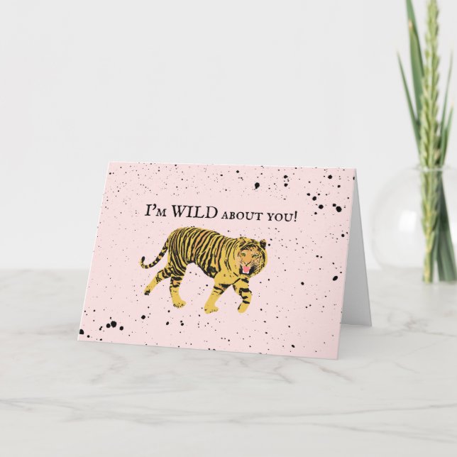Carte Wild About You Valentine Tiger Kids Classroom Post (Devant)
