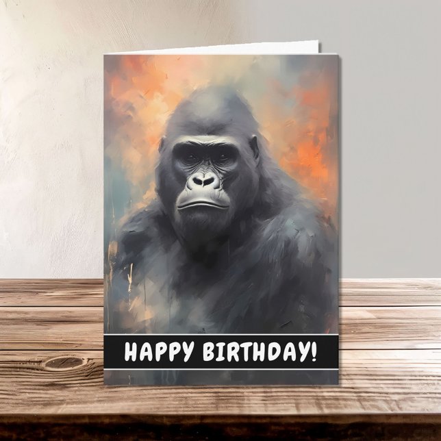 Carte Wild Gorilla Portrait Joyeux anniversaire (Créateur téléchargé)