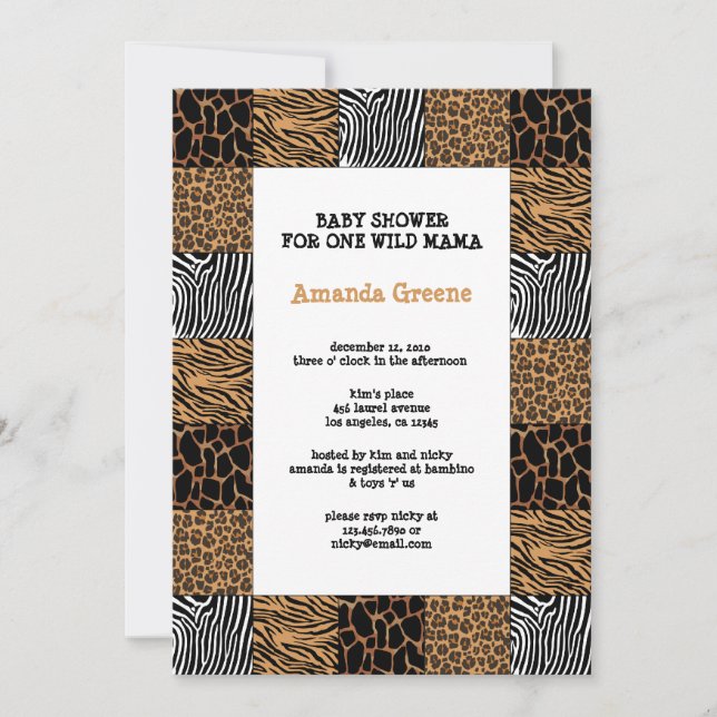 Carte Wild Poster de animal Baby shower Invitation (Devant)