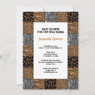 Carte Wild Poster de animal Baby shower Invitation