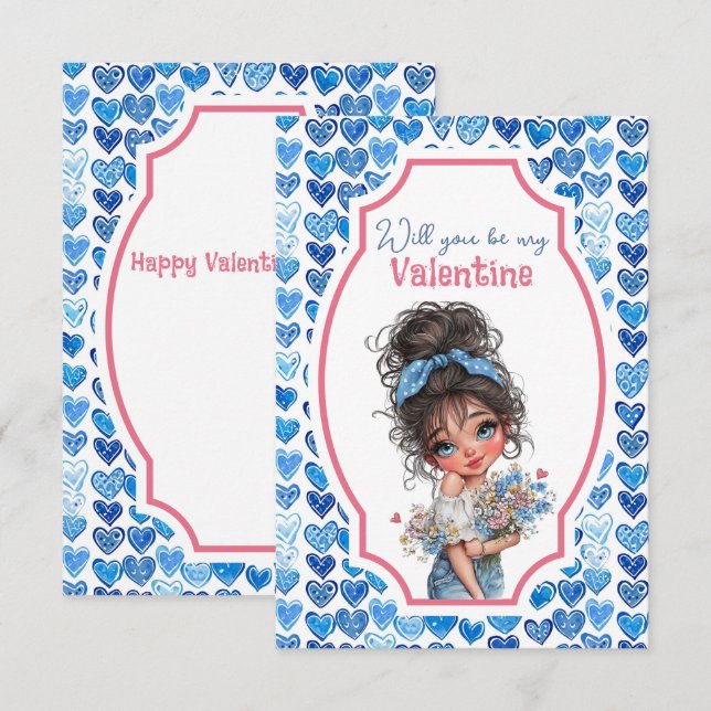 Carte Will You Be My Valentine Teen  (Devant / Derrière)