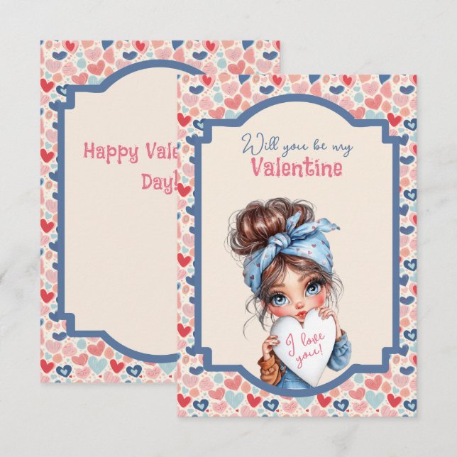 Carte Will You Be My Valentine Teen  (Devant / Derrière)