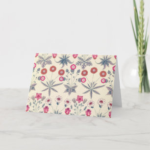 Carte William Morris Daisy Motif Floral Rouge Orange