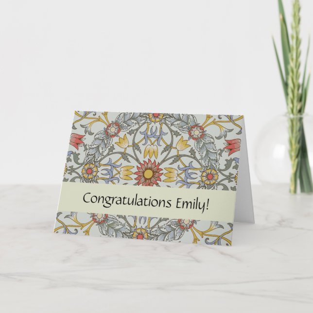 Carte William Morris Floral Circle Flower Illustration (Devant)