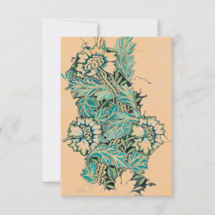 Carte William Morris FLORAL DESIGN PEACH REMARQUE PLAT C