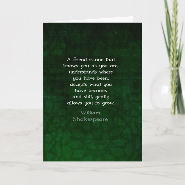 Carte William Shakespeare Friendship Citation Inspiratio (Devant)